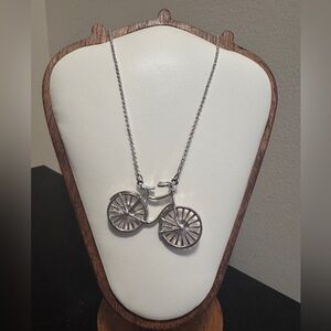 Silver Bicycle Pendant Necklace Minimalist
